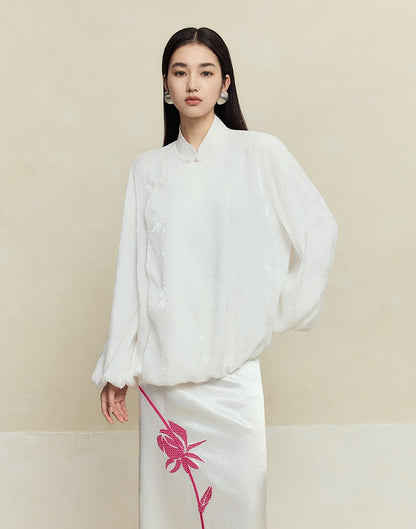 HECO Jacquard Stand-Collar Shirt Top Women - hand.