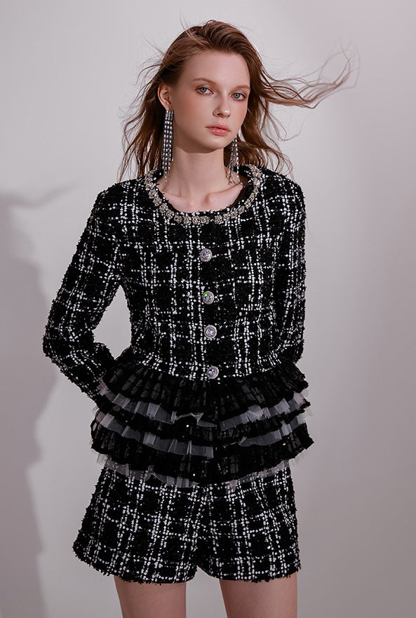 Wardrobes by Chen High End Black and White Checkered Top/Shorts-Herah