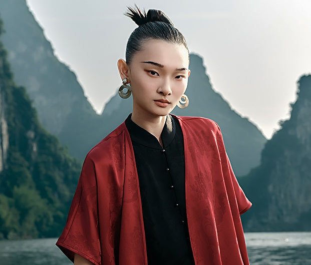 HECO Chinese style loose shirred shawl jacket summer travel sunscreen shirt - SQUAD.