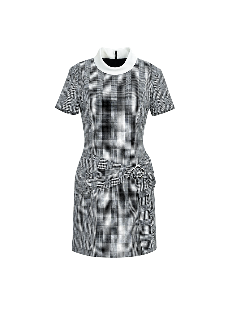 YES BY YESIR | Ye Qians Classic Check Dress with Loop Knot  -CAMELLIA.