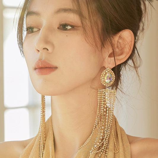 DOLLY Elegant Rhinestone Diamond Tassel Chic Earrings-ABIGAIL