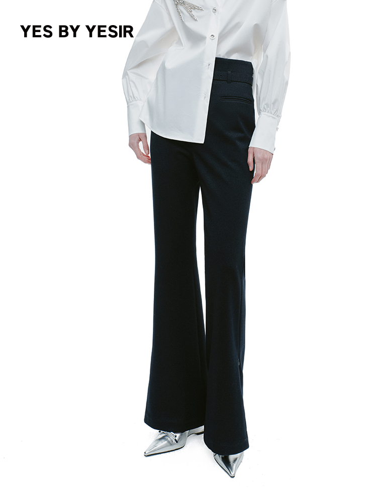 YES BY YESIR  ultra-high-waisted bootcut versatile slacks - TANT.