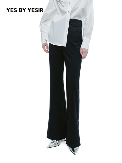 YES BY YESIR  ultra-high-waisted bootcut versatile slacks - TANT.