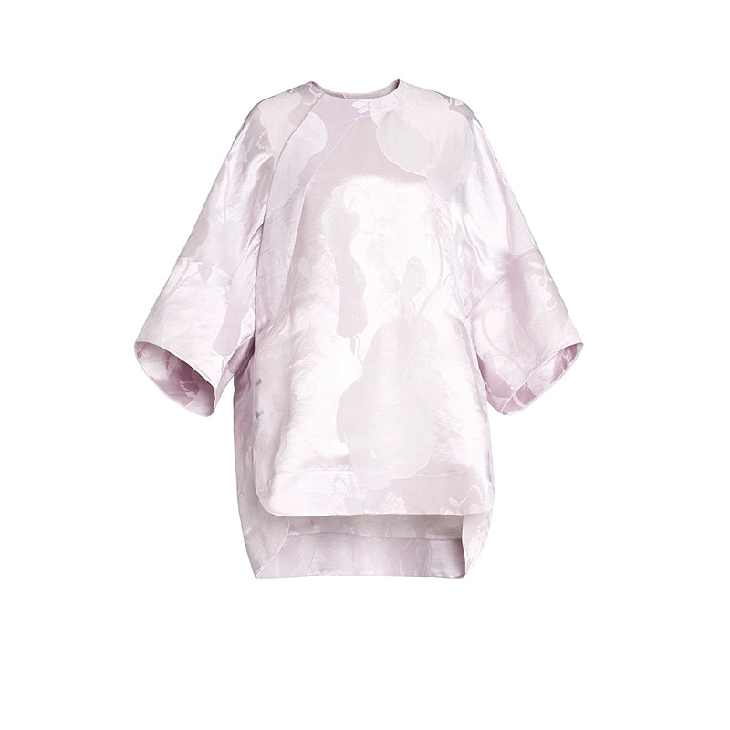 ZHUCHONGYUN pink glossy top and pleated skirt outfit set-GRAY.