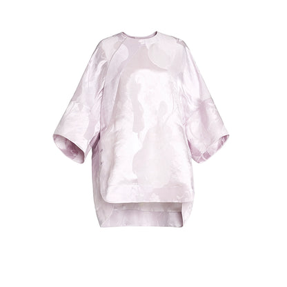 ZHUCHONGYUN pink glossy top and pleated skirt outfit set-GRAY.