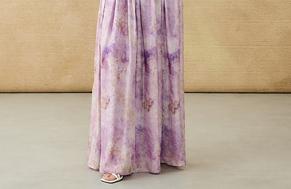 HECO Chinese elastic waist tie-dye printed skirt - BLESS.