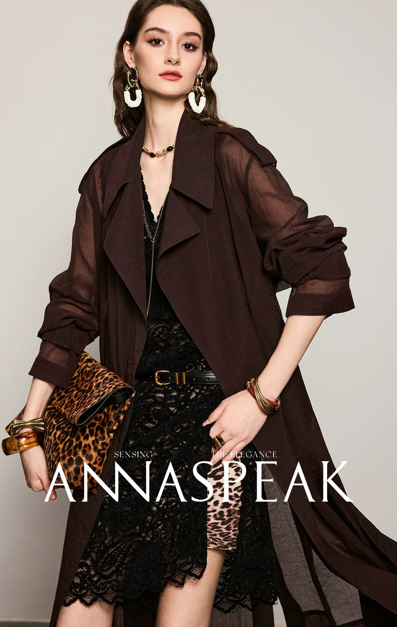 ANNASPEAK Machine  Midi Length Lightweight Loose Silhouette Long Trench Coat-MUA.