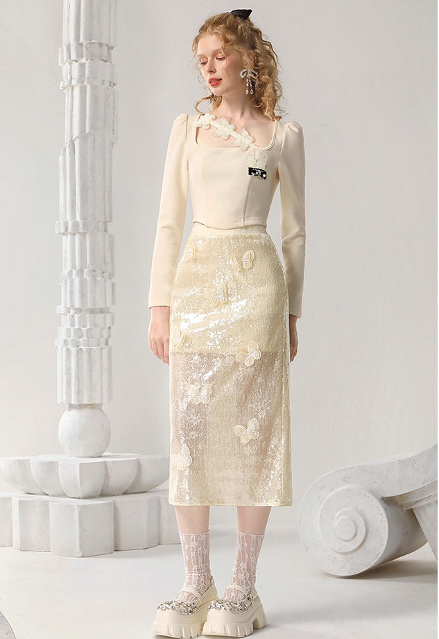 CHECOCRE Stubble Sweet Girly Knitwear Cropped Base Top - GIO.