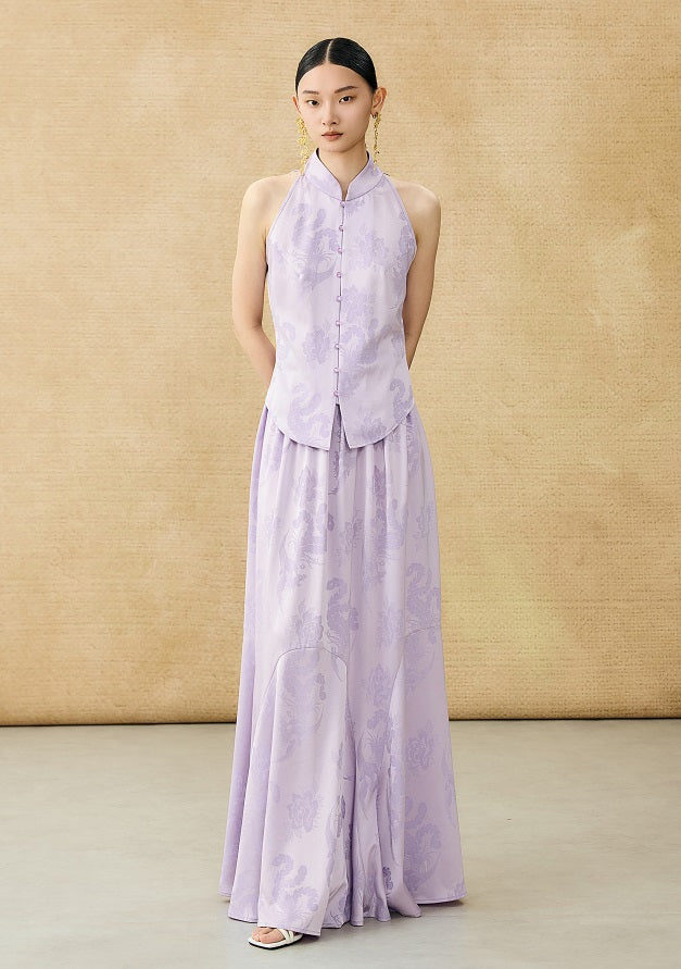 HECO Chinese Style Acetate Jacquard Elasticated High-waisted Fishtail Skirt - BETH.