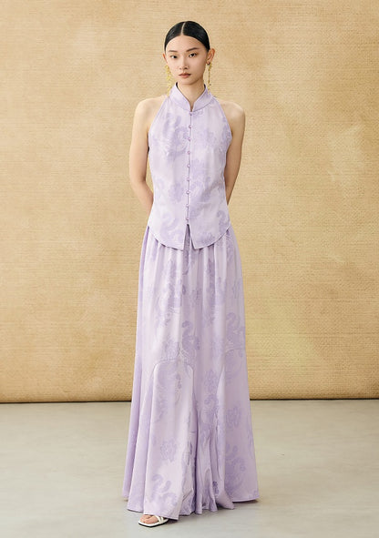 HECO Chinese Style Acetate Jacquard Elasticated High-waisted Fishtail Skirt - BETH.