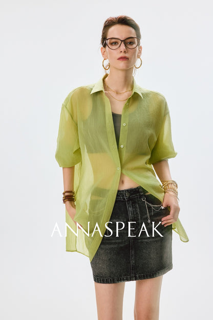 ANNASPEAK  cotton skirt high-waisted temperament denim skirt -MOMO.
