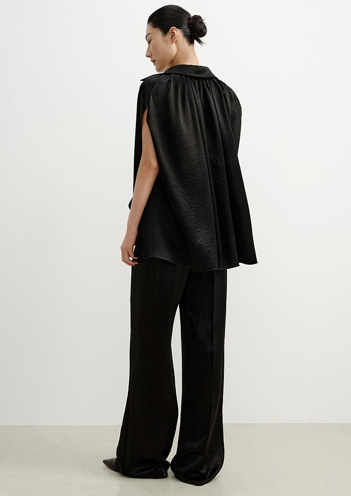 COMME MOI  women's cape shirred drape chic top - HANNAH.