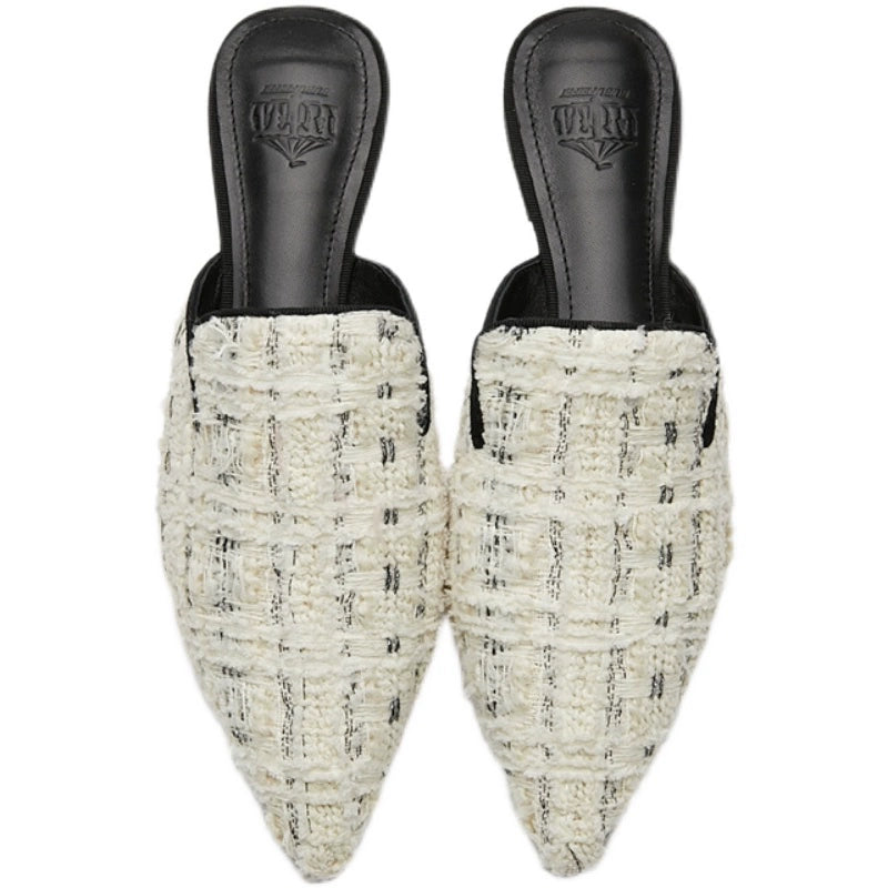 B-FEI flat European and American mules with low heel slippers-RIN.