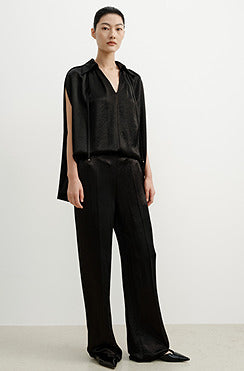 COMME MOI  women's cape shirred drape chic top - HANNAH.