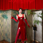 Le Palais Vintage's red fur slit slip dress - Rabbit