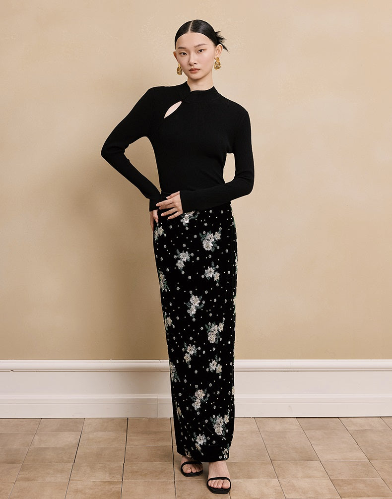 HECO Stand Collar red black white apricot Slim Bottom top Spring - treat.