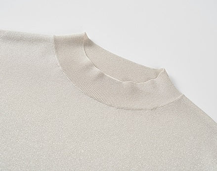 COMME MOI small cap sleeve semi-high neck knitted top - MADISON.