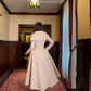 le palais vintage retro 1950s elegant khaki large bow collar slim long coat - Liza