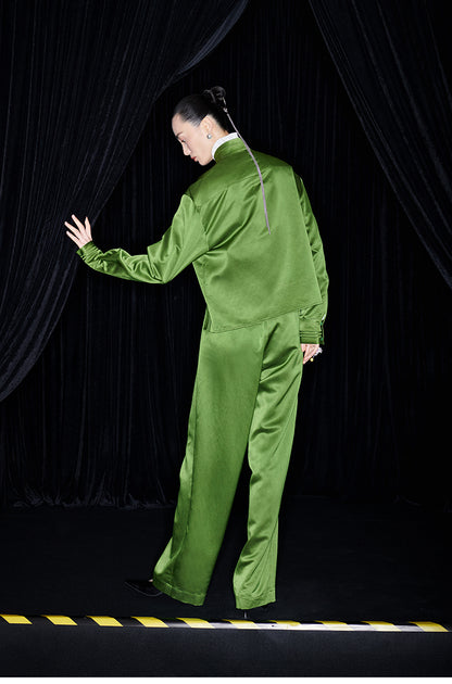 M essential Mackay designer green raffia embroidered jacket pant set - jan.