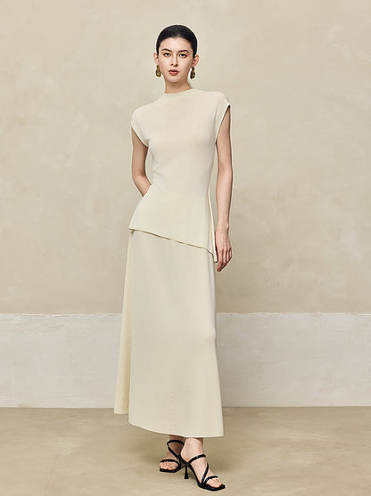 HECO Shoulder Sleeveless Oblique Hem Top - SABO.