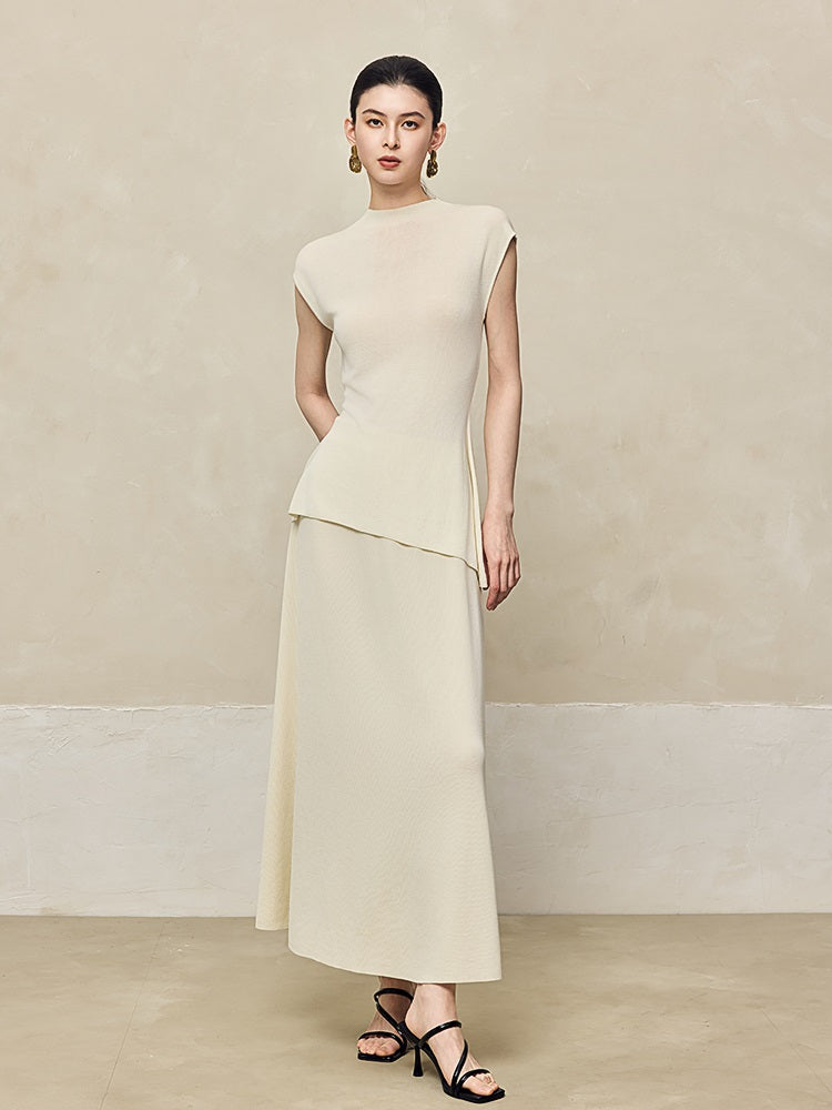 HECO Shoulder Sleeveless Oblique Hem Top - SABO.