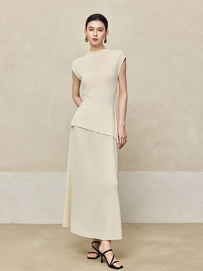 HECO Shoulder Sleeveless Oblique Hem Top - SABO.