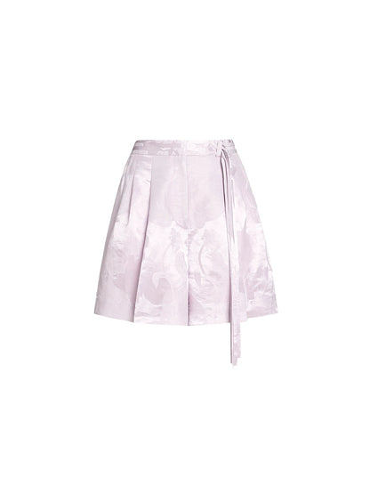 ZHUCHONGYUN pink glossy top and pleated skirt outfit set-GRAY.