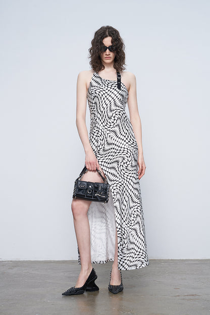 ANNAKIKI black acetic acid slit sleeveless dress-JORDAN