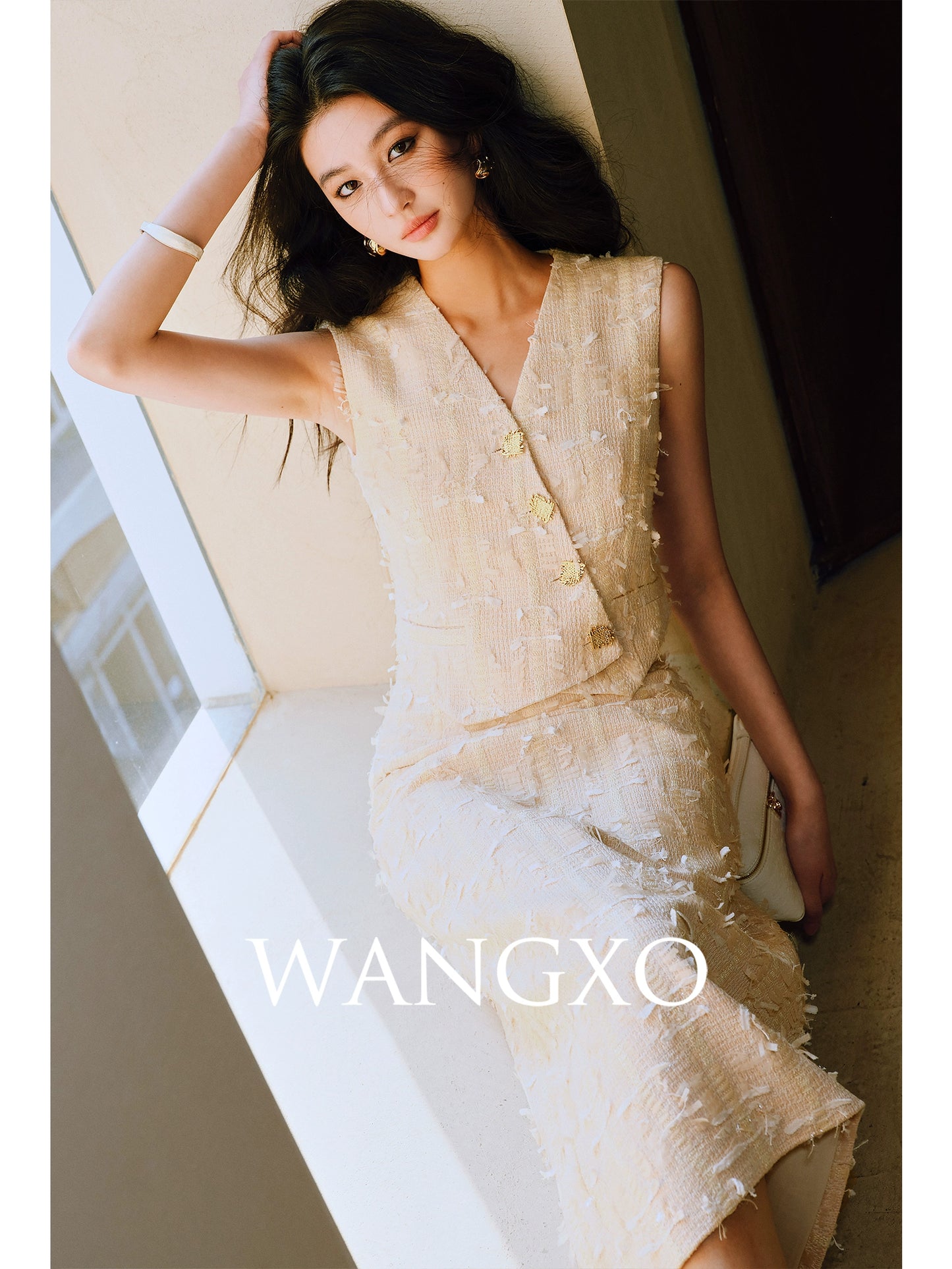WANGXO | Yaluxe Custom \Pull Wool  Multi-Yarn Woven Vest, Shorts & Skirt Set -RINA