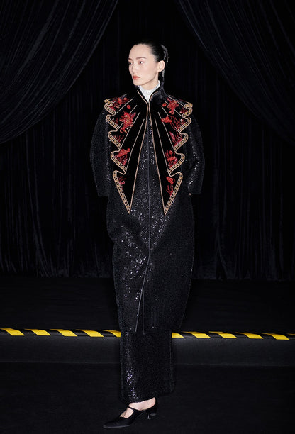 M essential Mackay designer  silk velvet two-dimensional fish algae curtain beaded collar - BEAUTY.