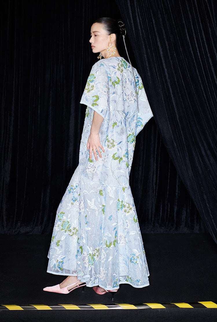 M essential Mackay designer Jiyi embroidery silk hand-dyed embroidery mermaid dress- YINKA.