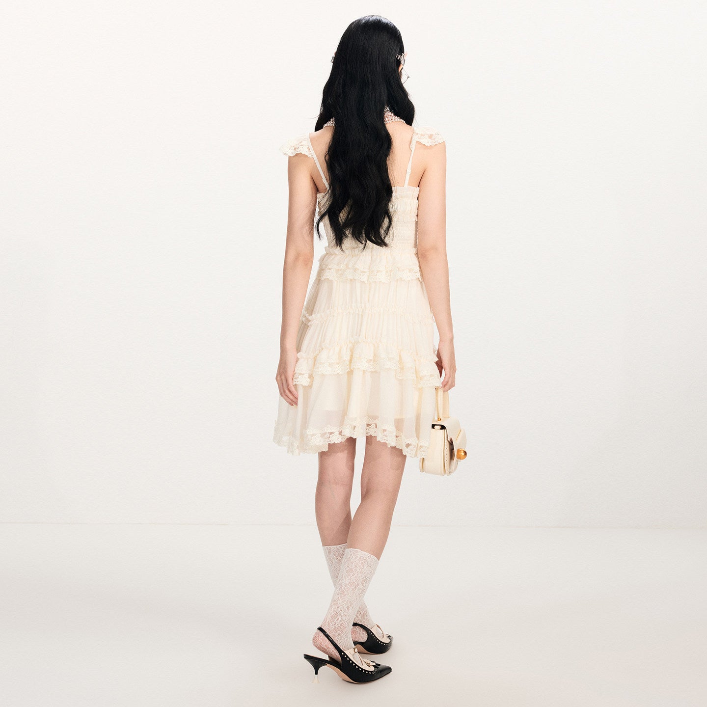 FAME Rococo Embroidered Trim Dress Midi Length Style