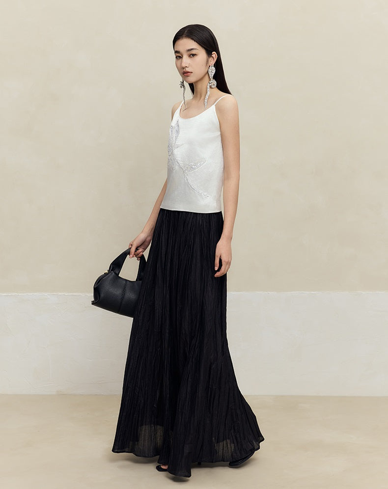 HECO 100% acetate rose embroidered black white camisole - faith.