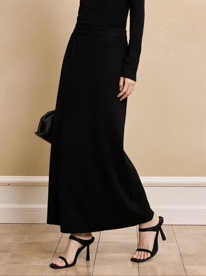 HECO soft waxy wool knitted high-elastic A-line red black creamy White SKIRT spring - THAT.