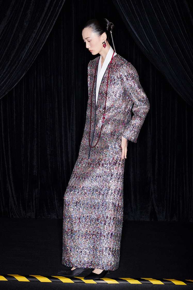 M essential Ma Kai designer Yao Ye embroidered deep V-neck straight suit - FAY.