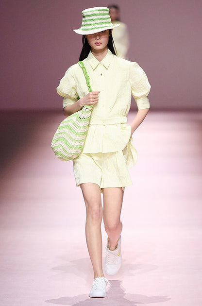 COMME MOI  sleeveless striped short shirt - TIMOTHY.