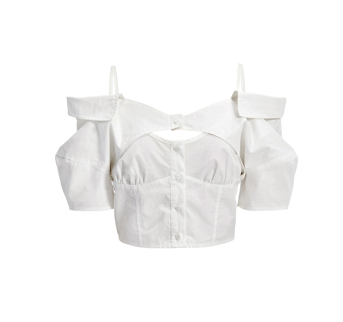 TINY IN stitched off-the-shoulder cut-out ultra-cropped women's shirts- CART