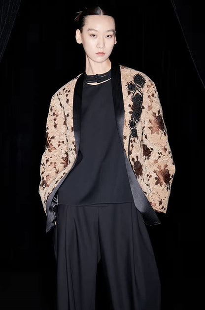 M essential Mackay designer Drop coffee jacquard crochet embroidered  jacket - stans apere