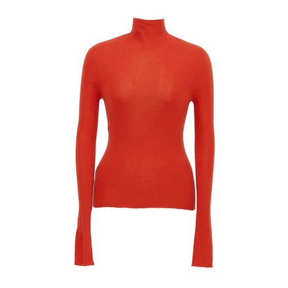 ZHUCHONGYUN Turtleneck Slim Orange Cashmere Knit Top- NAGARO.
