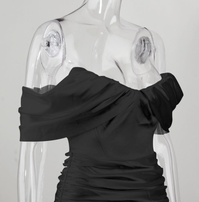 DOLLY Elegant V-Neck Short Sleeve Tube Top Slim Fit Pleated Short Date Dress-LITA