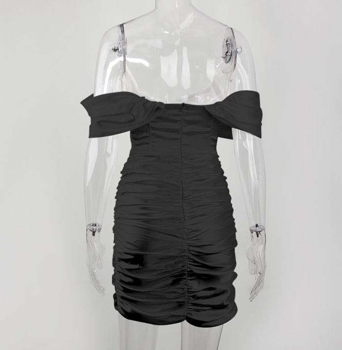 DOLLY Elegant V-Neck Short Sleeve Tube Top Slim Fit Pleated Short Date Dress-LITA