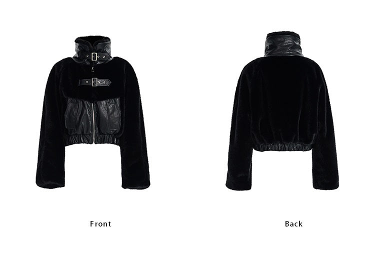 TINY IN fur short collar black coat-DANTE