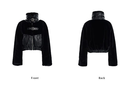 TINY IN fur short collar black coat-DANTE