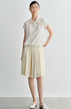 COMME MOI commuter lapel mulberry silk small capped sleeve top - MAP.