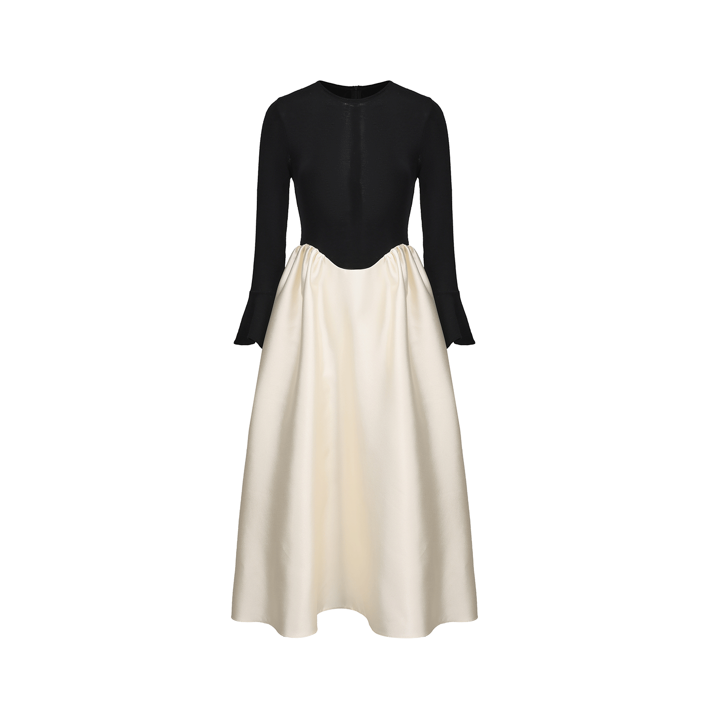 ATELIER MISS LU Glossy Slightly Stretched Long Sleeve A-Line Dress - HEAVE