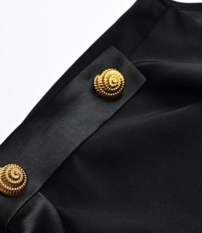 YES BY YESIR | Military Swing Neck Chiffon Shirt -ELISARA.