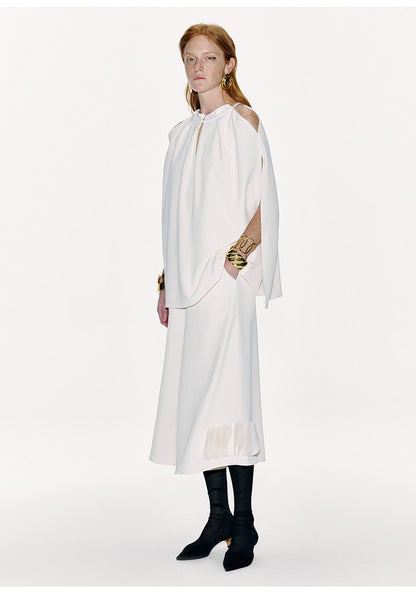 ATELIER MISS LU Off-the-Shoulder Slit Long-sleeved Silhouette Top - MARTY