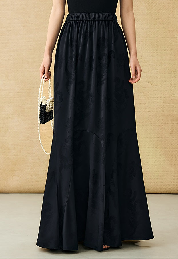HECO Chinese Style Acetate Jacquard Elasticated High-waisted Fishtail Skirt - BETH.
