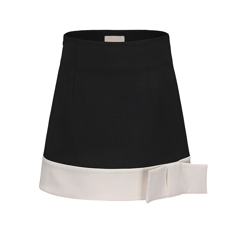 ATELIER MISS LU hem ribbon design contrast mini-A-line skirt - STEPHANIE.