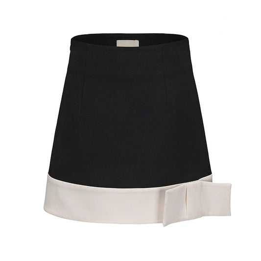 ATELIER MISS LU hem ribbon design contrast mini-A-line skirt - STEPHANIE.